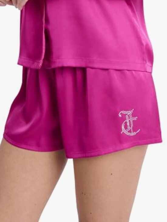 Juicy Couture Pants - Juicy Couture Satin Rhinestone Logo Pajama Sleep Shorts - Size Large